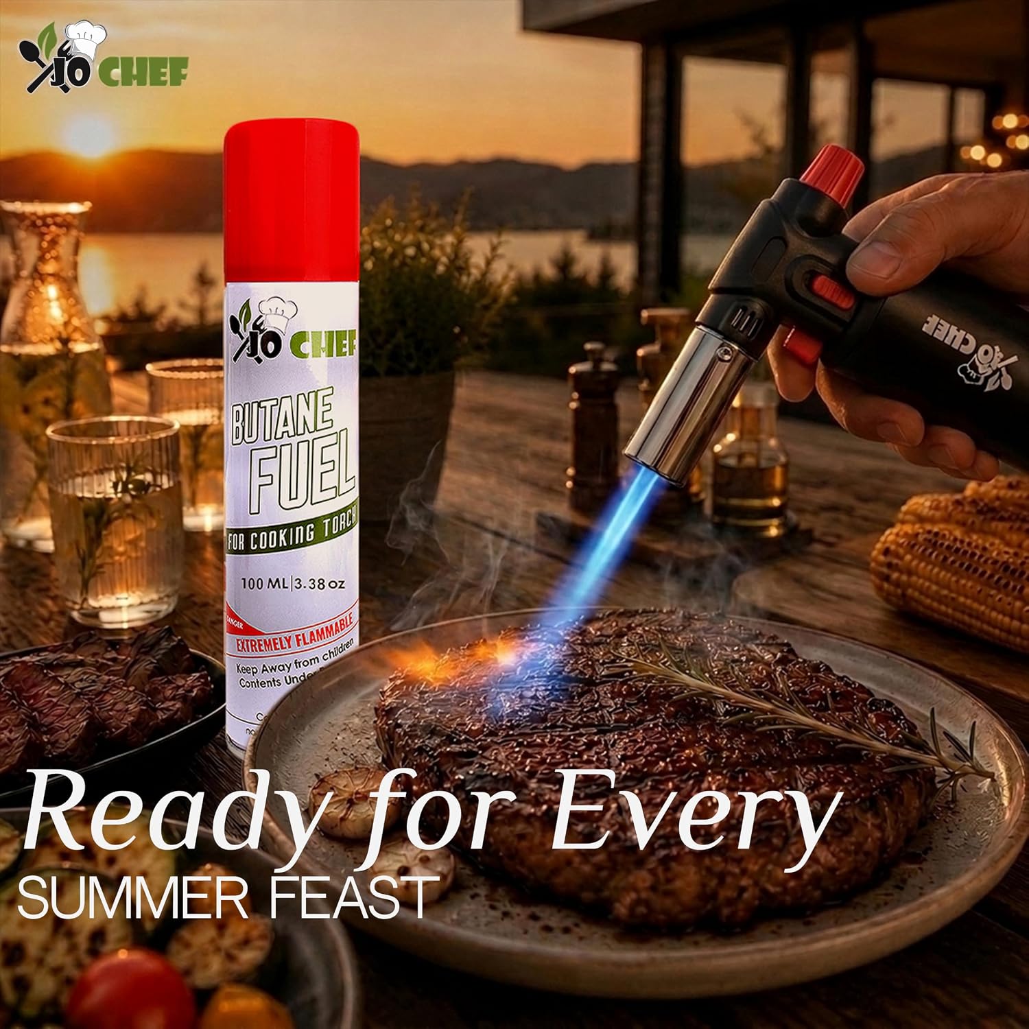 Jo Chef Butane Refill, Universal Butane Fuel for Kitchen Torch Lighters