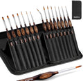 Nicpro Miniature Paint Brushes - 15PCS Model Paint Brush Set with Nylon Case for Acrylic Oil Watercolor, Micro Detail Paint Brushes for Model, Miniature Painting, Fine Detailing, Paint by Numbers