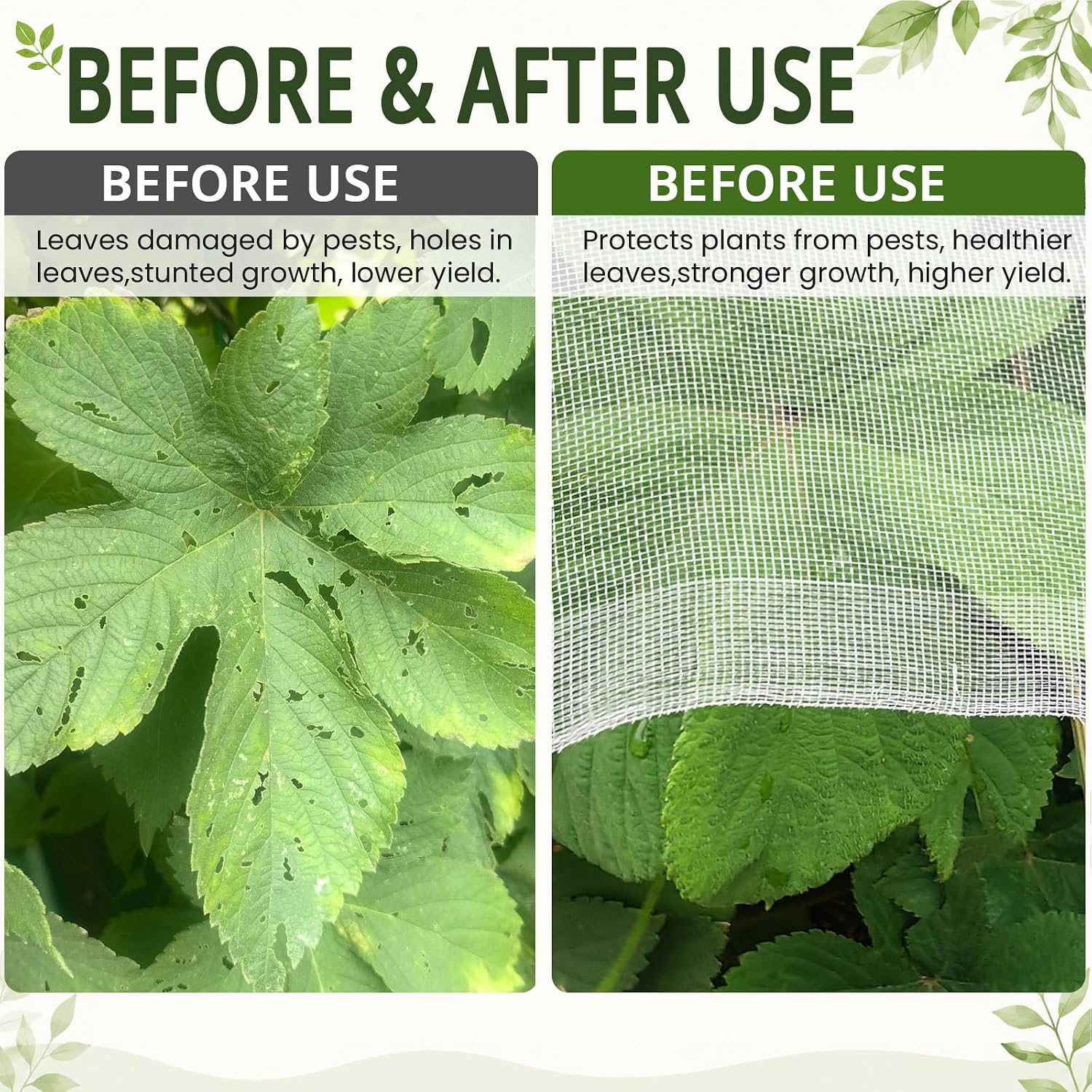 8x25Ft Garden Netting, Fine Mesh Insect Netting for Plant Protection