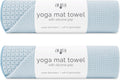 S&T INC. Aura Microfiber Yoga Mat Towel with Grip, 2 Pack, 24" x 72", Blue