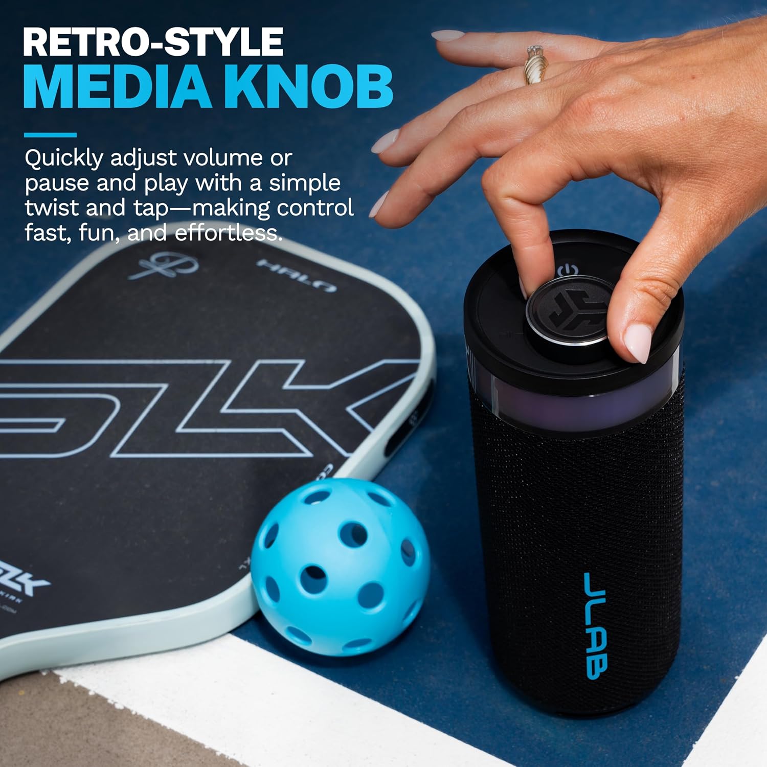 JLab, Go Party, Portable Bluetooth Speaker, Waterproof RGB LED, Midnight Black