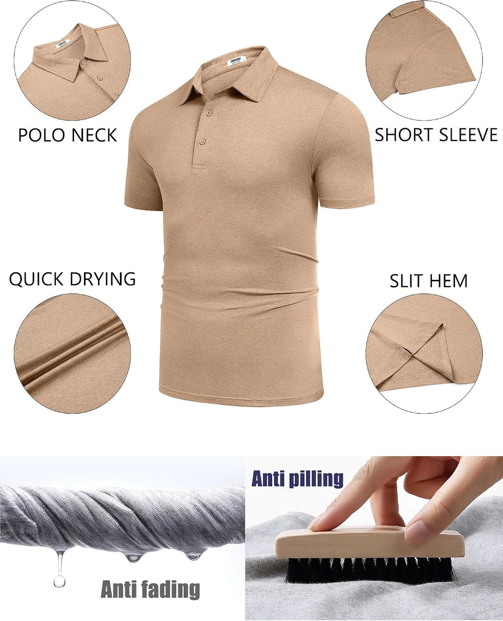COOFANDY Men's Polo Shirt Golf Quick Dry Performance Short Sleeve Moisture Wicking Athletic Polo Collared Tennis T-Shirt