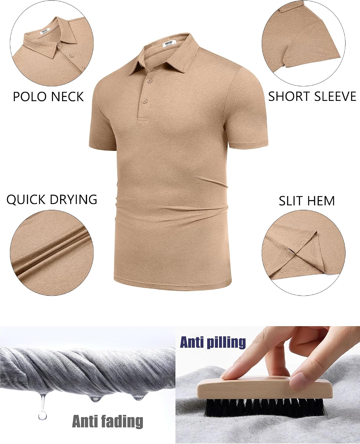 COOFANDY Men's Polo Shirt Golf Quick Dry Performance Short Sleeve Moisture Wicking Athletic Polo Collared Tennis T-Shirt