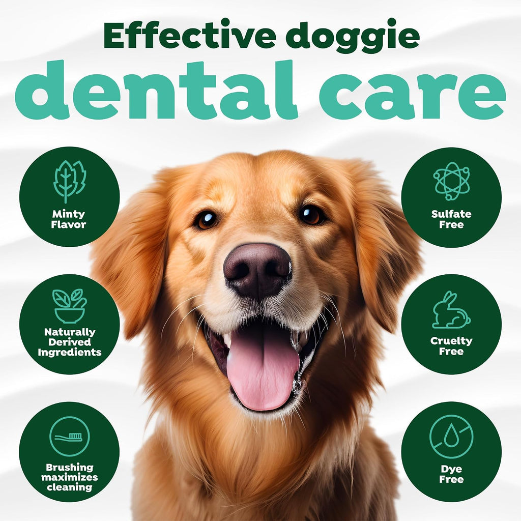 TropiClean Fresh Breath Dog Oral Care Kit | Complete Toothbrush and Toothpaste Set for Plaque & Tartar Control | Tooth Brushing Kit for Large Animals