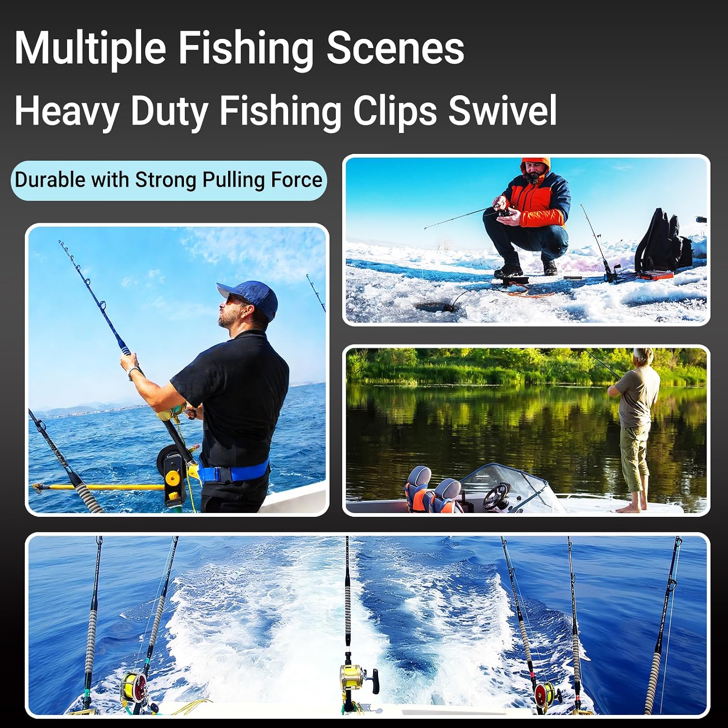 QISHUO High Strength Fishing Swivels Stainless Clips Steel Snap Swivels Barrel Connector Saltwater Swivel Fishing Rolling Black Nickel