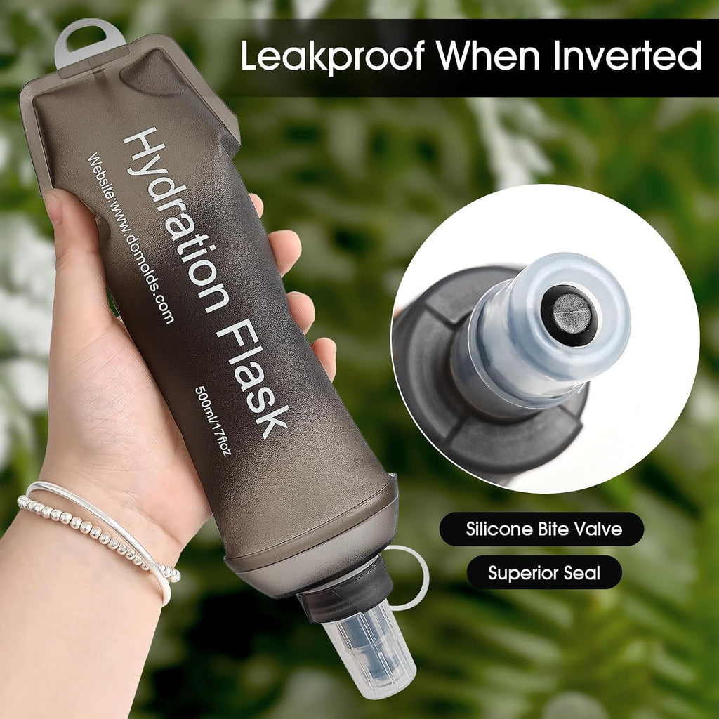 GUYI GYGYL Soft Flask Collapsible Water Bottle for Sports, 500ml Grey 2pcs