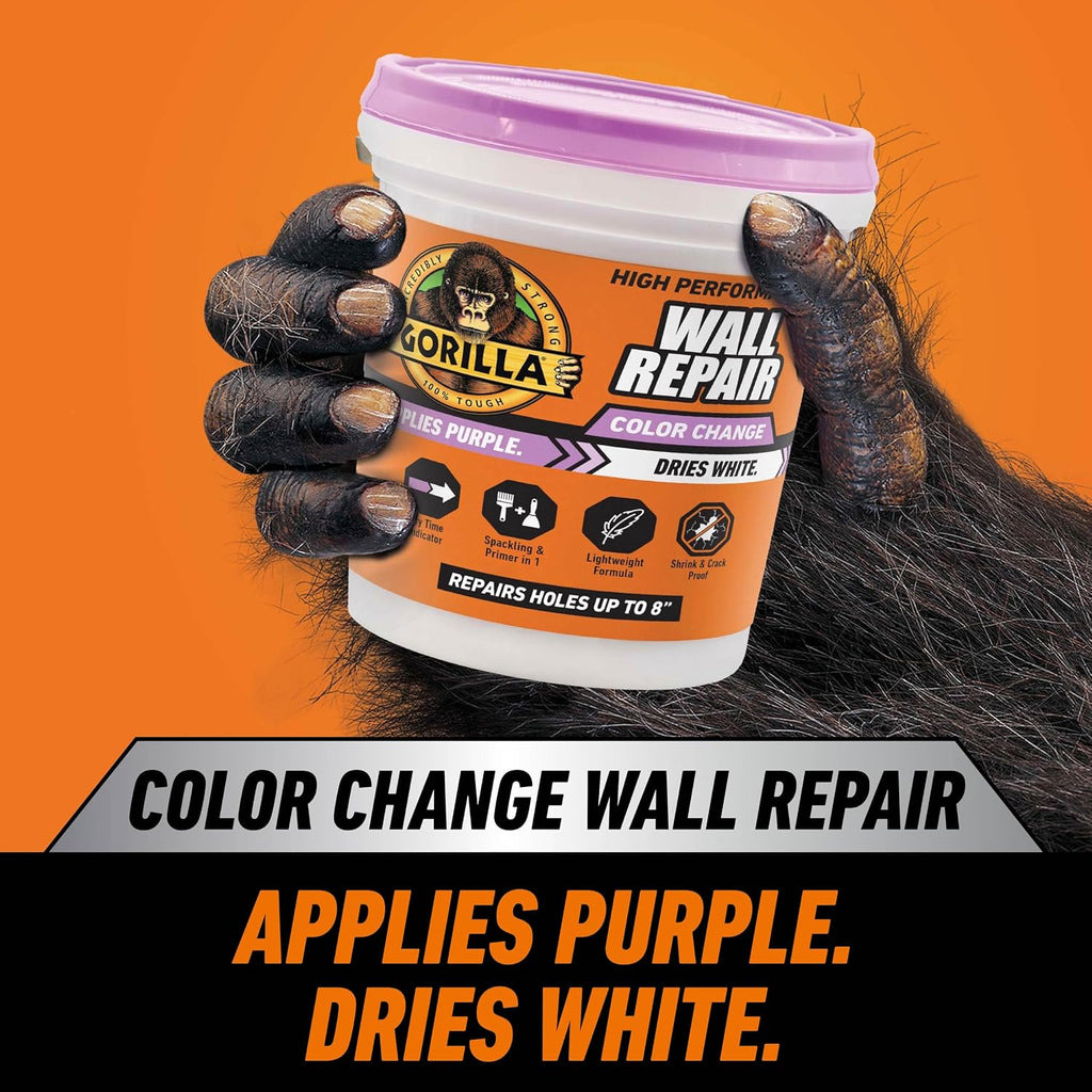 Gorilla High Performance Wall Repair, 16 oz Tub, Color Change Formula