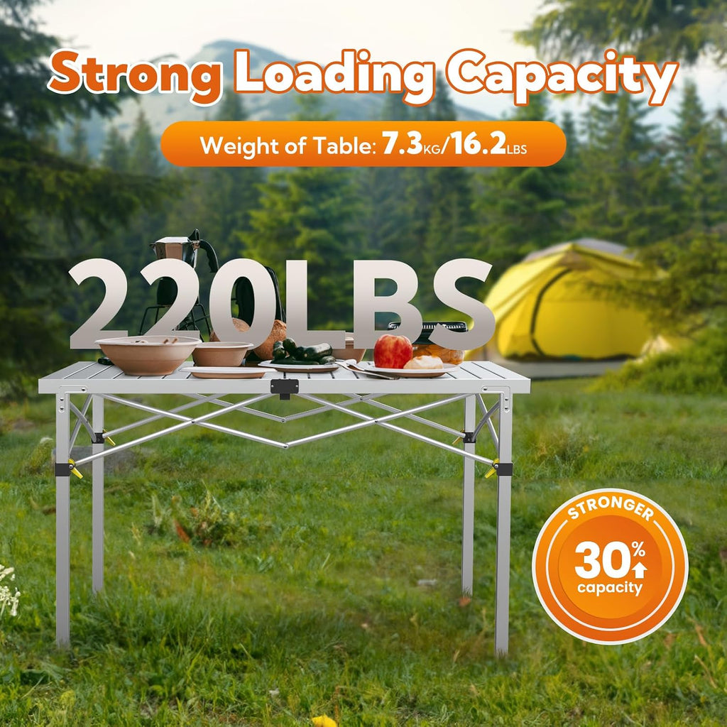Join Nature 46.4" Large Camping Table for 2-6 People, Heavy Duty Foldable