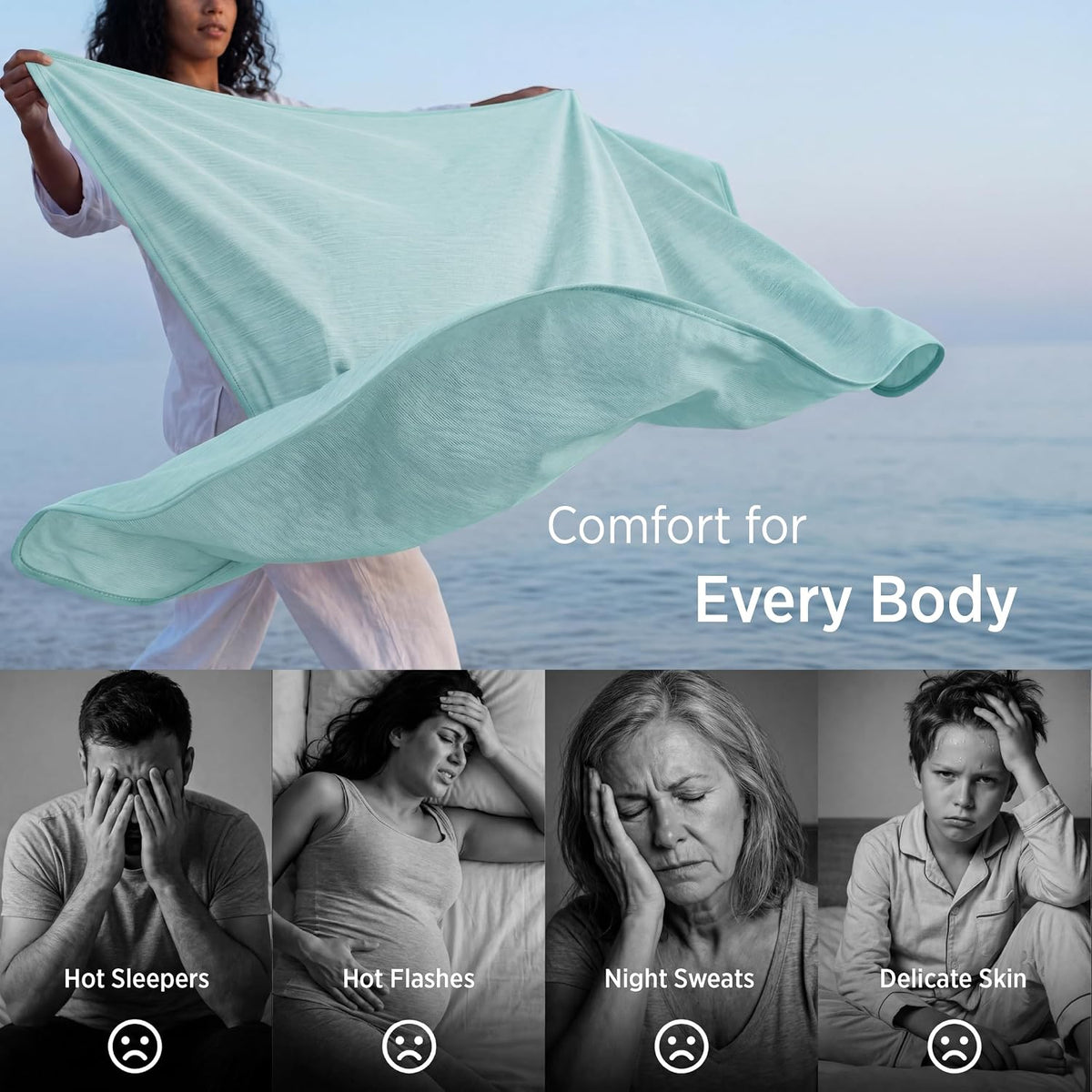 Bedsure Silky Soft Cooling Blanket for Hot Sleepers, Throw XL, ICY Morn