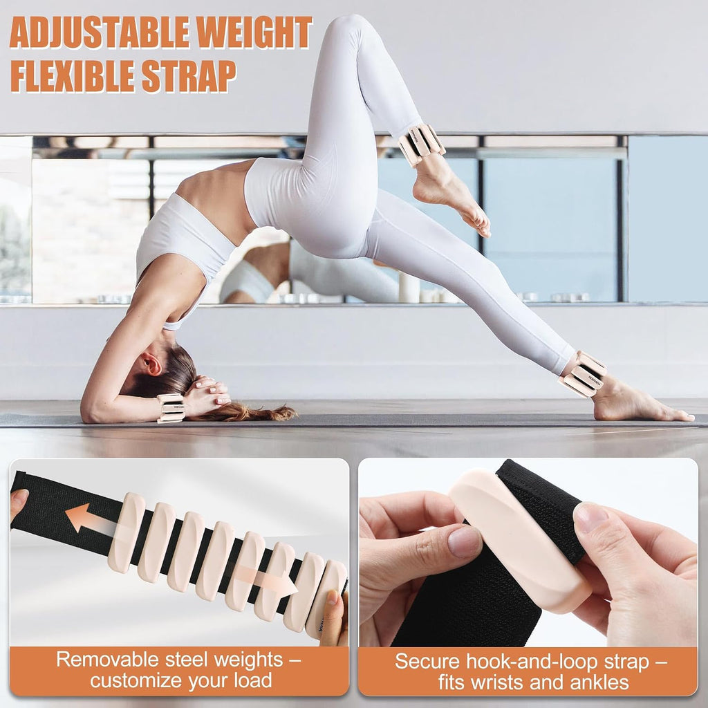 Ankle Wrist Weights for Women 2lbs/4lbs Pairs Adjustable Silicone Weights