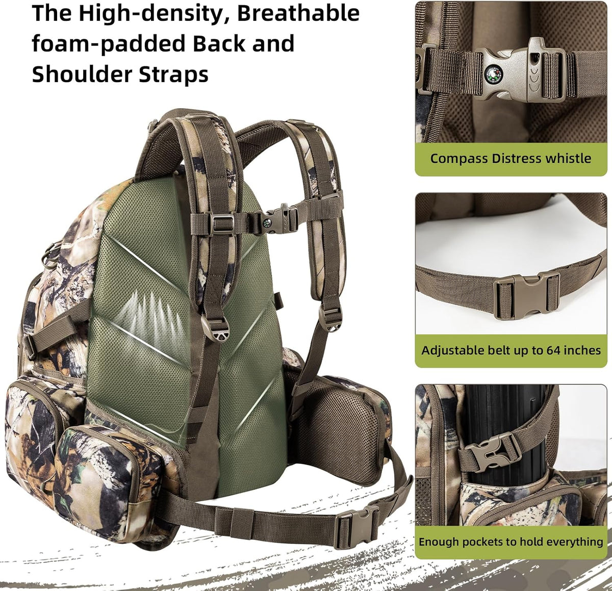 Hunting Backpack for Men Camo Hunting Day Pack for Rifle Bow 35L