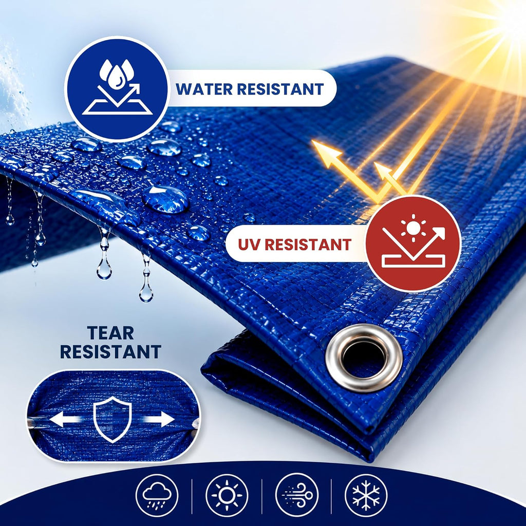 Striker Blue Tarp, Waterproof, UV Resistent, Covers 306 Sq. Ft 16' X 20'