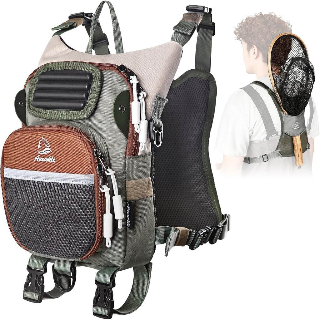 Fly Fishing Chest Pack,Outdoor Waterproof fishing Tackle Chest Bag with Multiple Compartments, Small Wade fishing,Can accommodate multiple fishing equipment/flying boxes