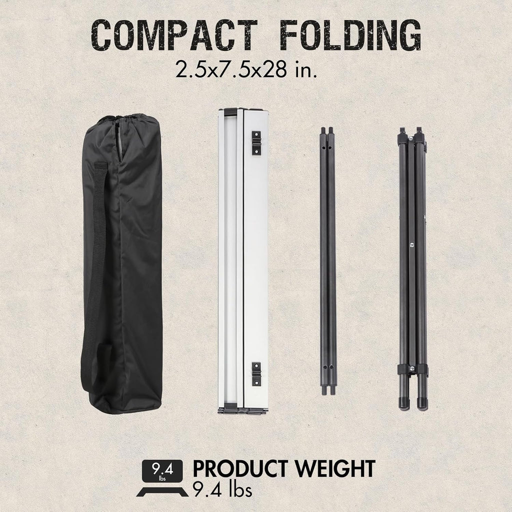 Portal Lightweight Aluminum Folding Square Table Roll Up Top 4 People Table
