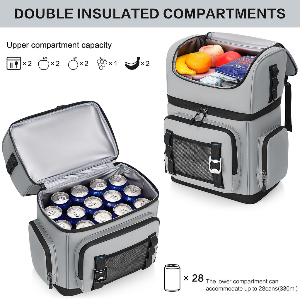 Large 44 Can Dual Compartment Insulated Waterproof Cooler Backpack