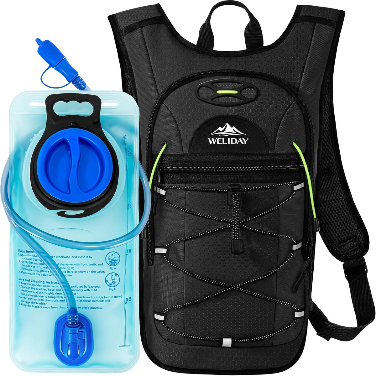 Lightweight Hydration Backpack with 2L Leak Proof Water Bladder
