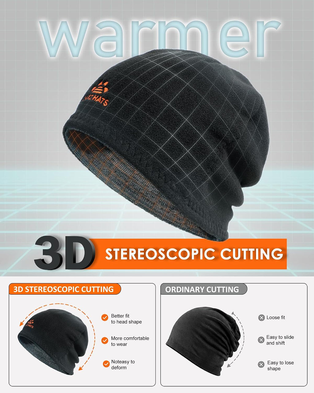 Winter Beanie Hat Scarf Set for Men Women Fleece Lined Warm Windproof Ski