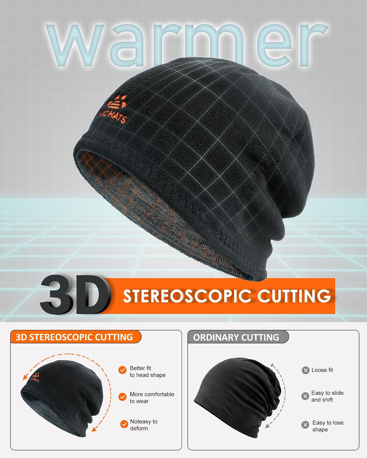 Winter Beanie Hat Scarf Set for Men Women Fleece Lined Warm Windproof Ski