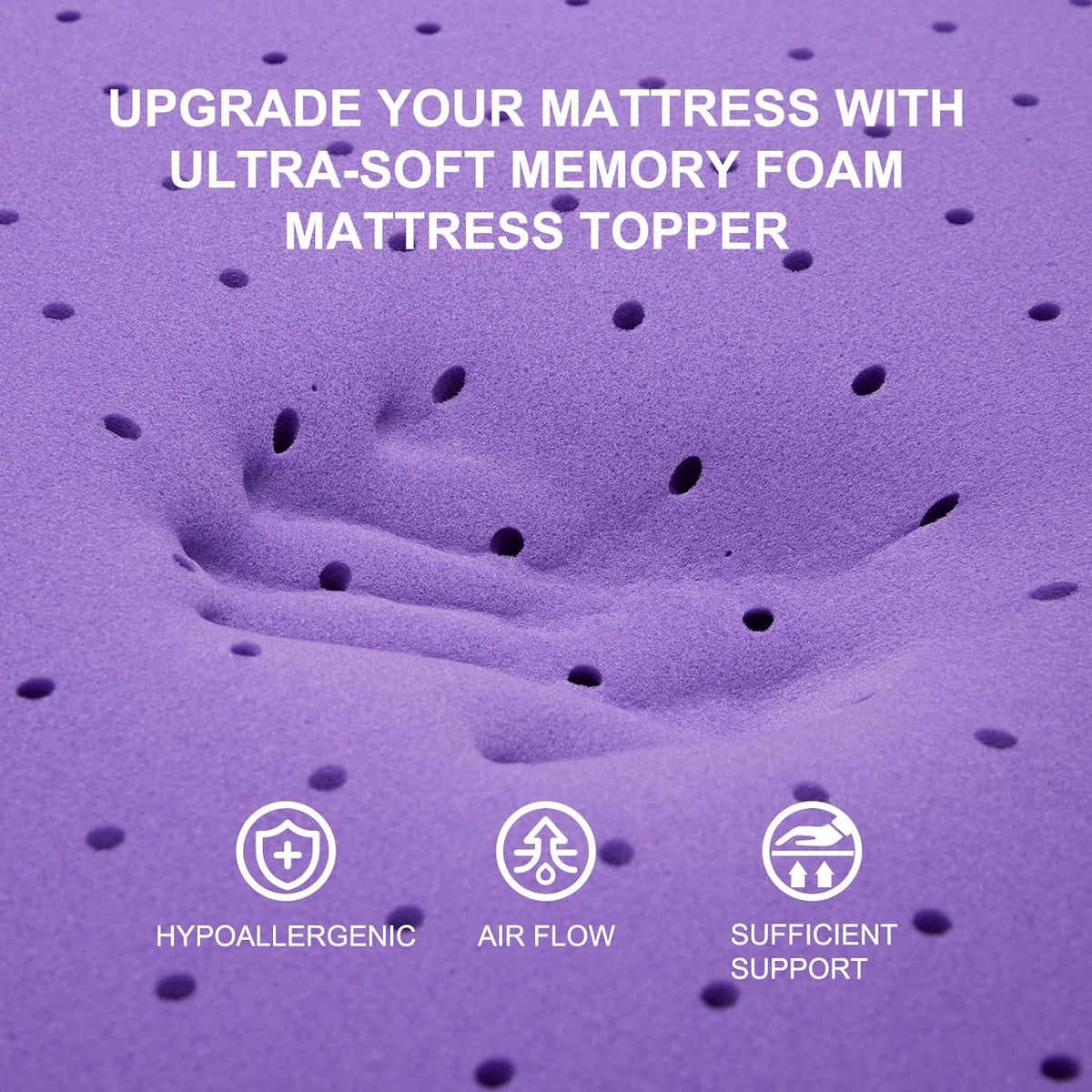 SINWEEK 2 Inch Gel Memory Foam Mattress Topper Ventilated Soft Pressure Relieve Mattress Pad, Breathable Bed Topper, CertiPUR-US Certified, Twin Size