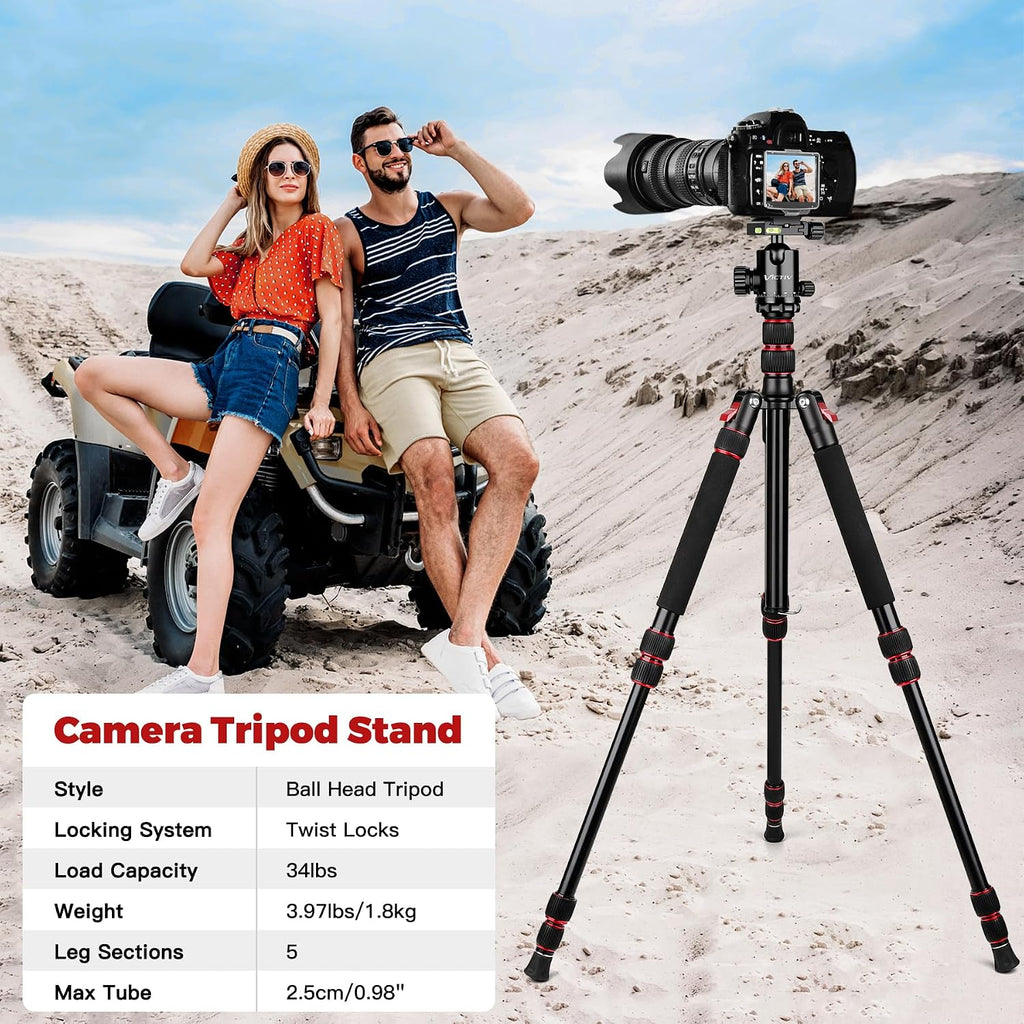 Victiv Camera Tripod, 80" Ball Head Tripod with Carry Bag & Phone Holder