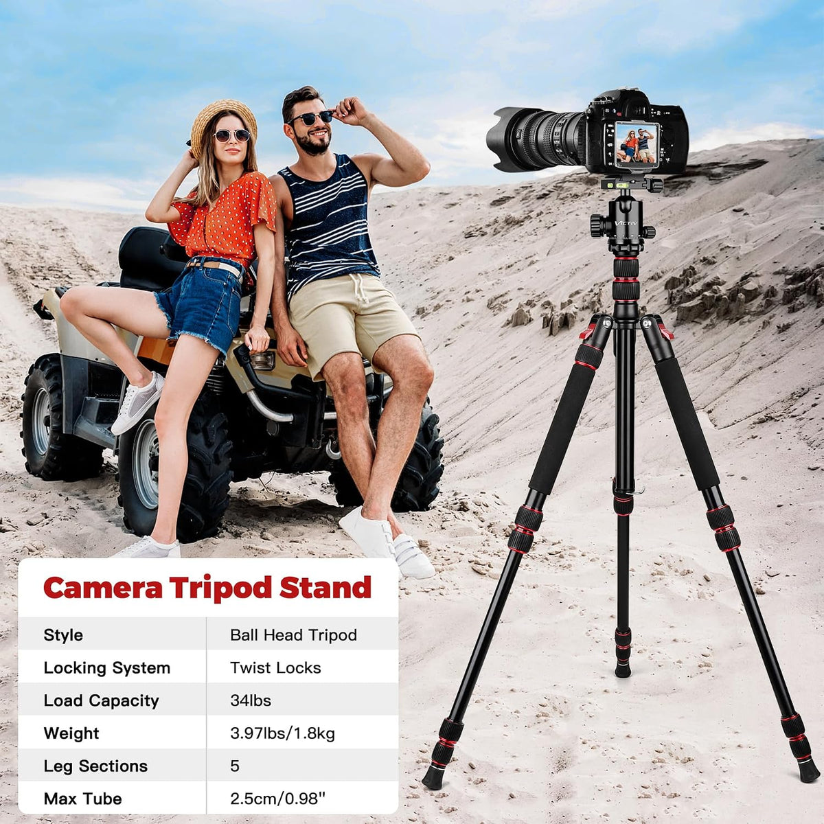 Victiv Camera Tripod, 80" Ball Head Tripod with Carry Bag & Phone Holder