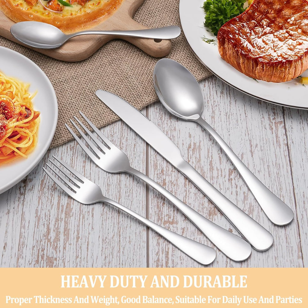 MUTNITT 30 Pcs Silverware Set Service for 6,Premium Stainless Steel Flatware Set,Mirror Polished Cutlery Utensil Sets,Durable Kitchen Eating Tableware Sets,Include Fork Knife Spoon,Dishwasher Safe