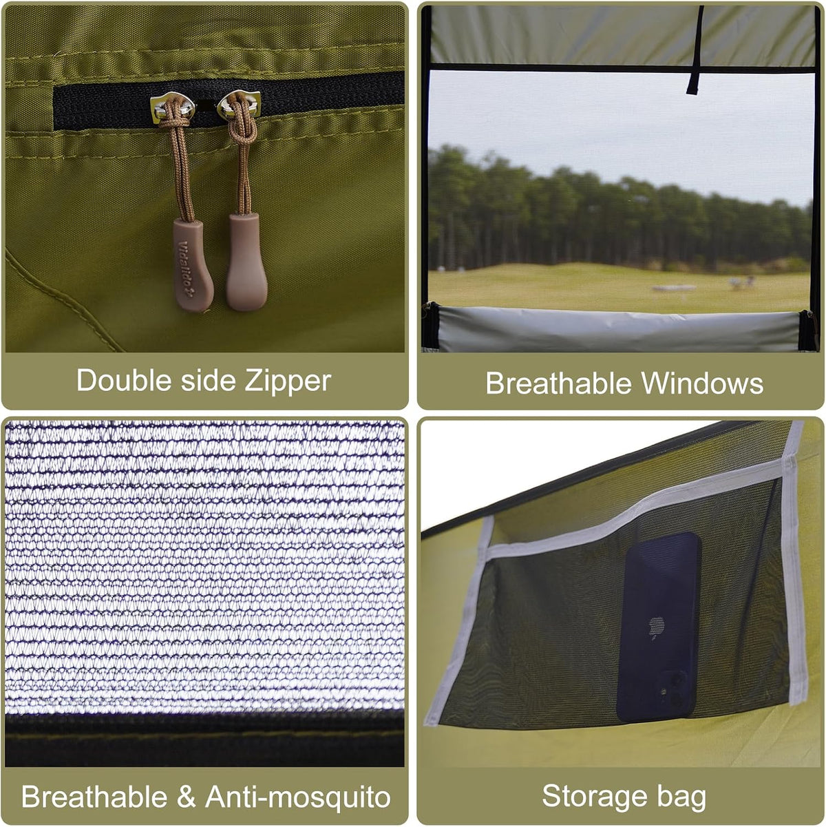Vidalido Outdoor Camping Shower Tent Easy Setup Privacy Tent Changing Room Portable Camp Shower Tents for Camping with Floor, Waterproof Privacy Shelters Camping Toilet Tent