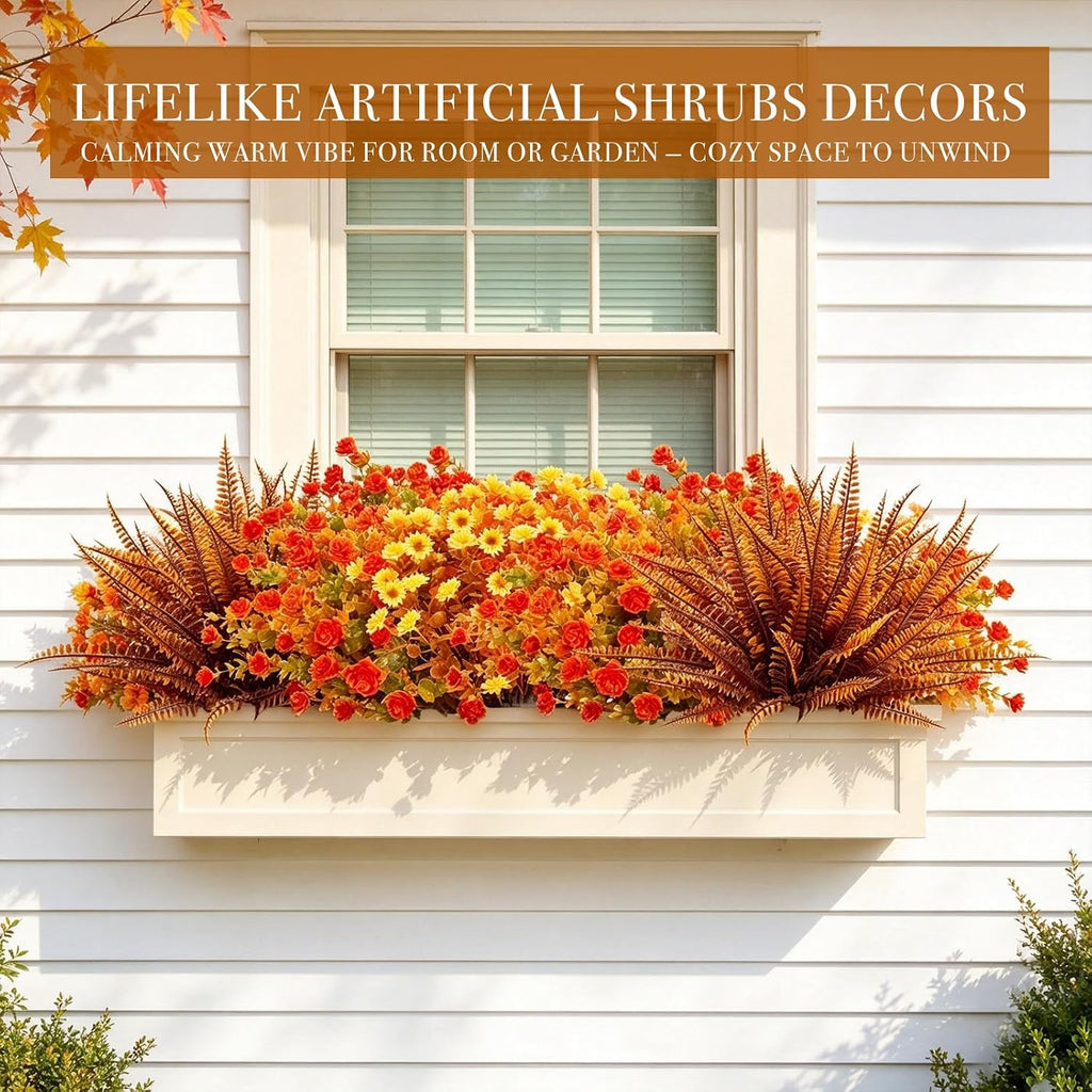 20 Bundles Artificial Fall Flowers for Outdoors Fall Decorations for Home