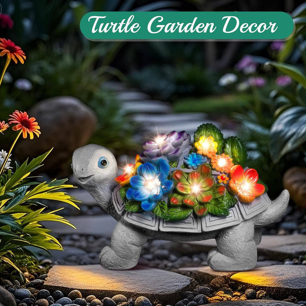 Linkax Turtle Statues Solar Garden Decor, Christmas Gift for Grandma Mom