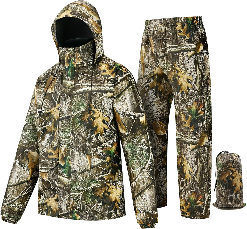Rain Suit (Jacket + Pants),Rain Gear for Men Waterproof, Camo Rain Jacket, Lightweight Rain Coat for Fishing, Hunting