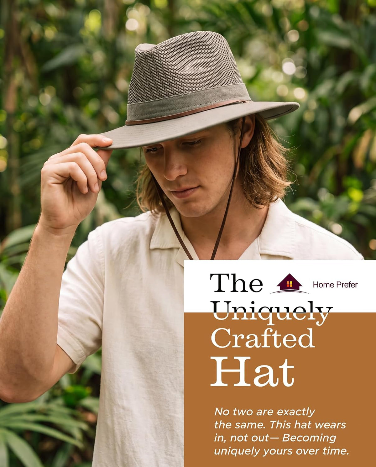 Home Prefer Cotton Summer Fedora Hat Wide Brim Sun Hats for Men Women UPF 50+ Sun Protection Cap for Fishing Hiking