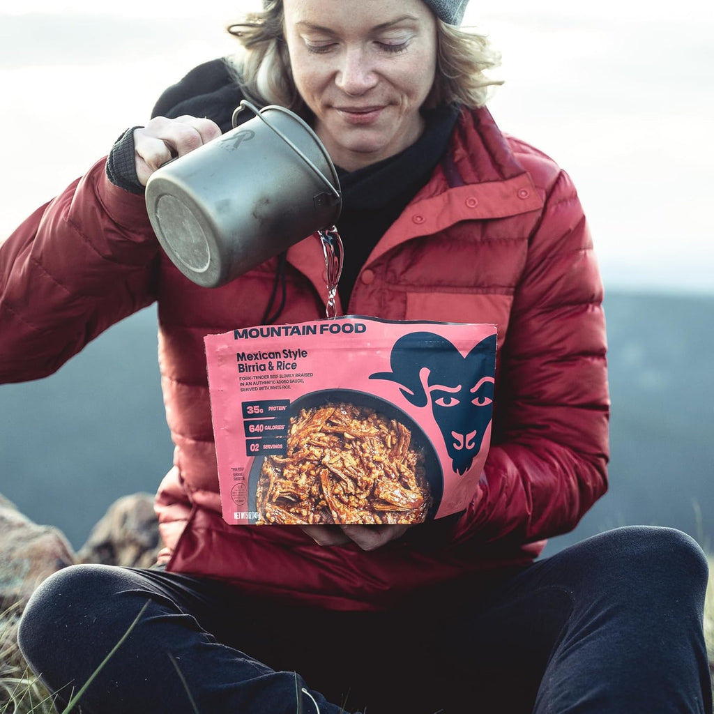 BIGHORN Mountain Food Mexican Style Birria and Rice - contains 6 packs | 12 servings | 210g Protein | 3,840 Calories - premium freeze dried meals for backpacking food - dehydrated camping food for backpacking meal - just add water - great taste