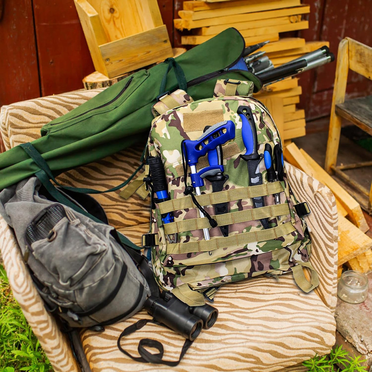 Fishing Tackle Backpack Lightweight Water-Resistant Rod Holder Bag