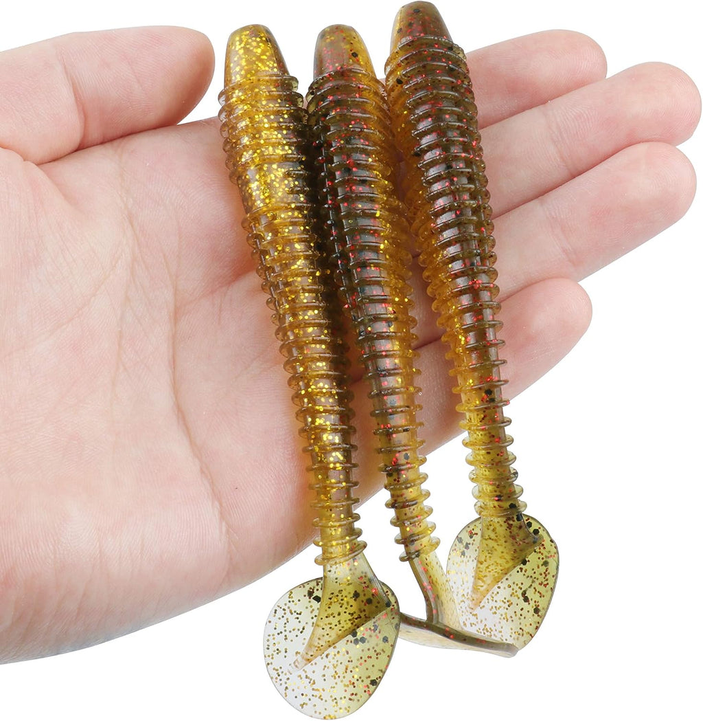 RUNCL Swimbaits Paddle 10/20/30/40PCS, 5/4/3/2 Inchs Paddle Tail, Soft Lure for Trout Crappie Bass, Durable Plastic Bait Swimmer for Saltwater/Freshwater, Fishing Lover's Gift