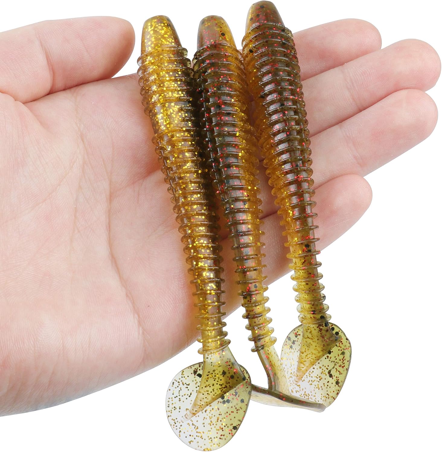 RUNCL Swimbaits Paddle 10/20/30/40PCS, 5/4/3/2 Inchs Paddle Tail, Soft Lure for Trout Crappie Bass, Durable Plastic Bait Swimmer for Saltwater/Freshwater, Fishing Lover's Gift