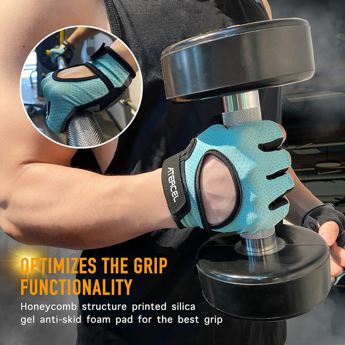 ATERCEL Weight Lifting Gloves Full Palm Protection, Workout Gloves for Gym, Cycling, Exercise, Breathable, Super Lightweight for Mens and Women