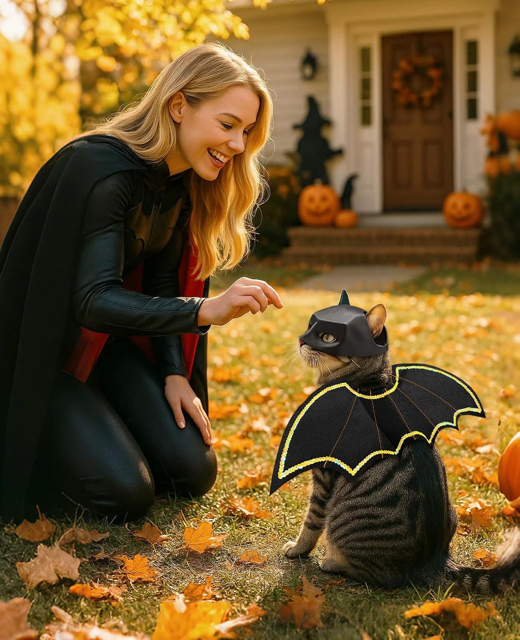 Halloween Cat Bat Wings with Mask Costume
