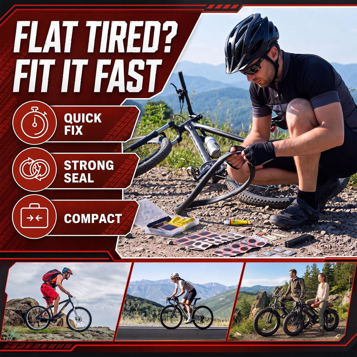BBTO 57 Pcs Bike Tire Repair Kit Includes 20 x 4.0 Inches Heavy Duty Fat E-Bike Tubes Inner Tube with Valve Fat Tires Tubes, Patches, Tire Levers and Repair Glue, Valve Cores, Valves Stems and Rasp