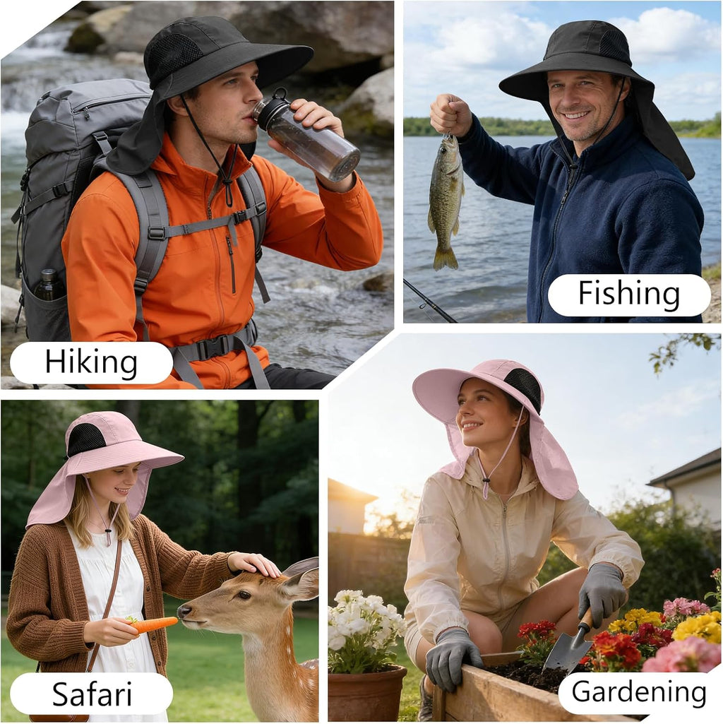 Sun Hat for Men Women with Neck Flap,UPF 50+ UV Protection Fishing Hat