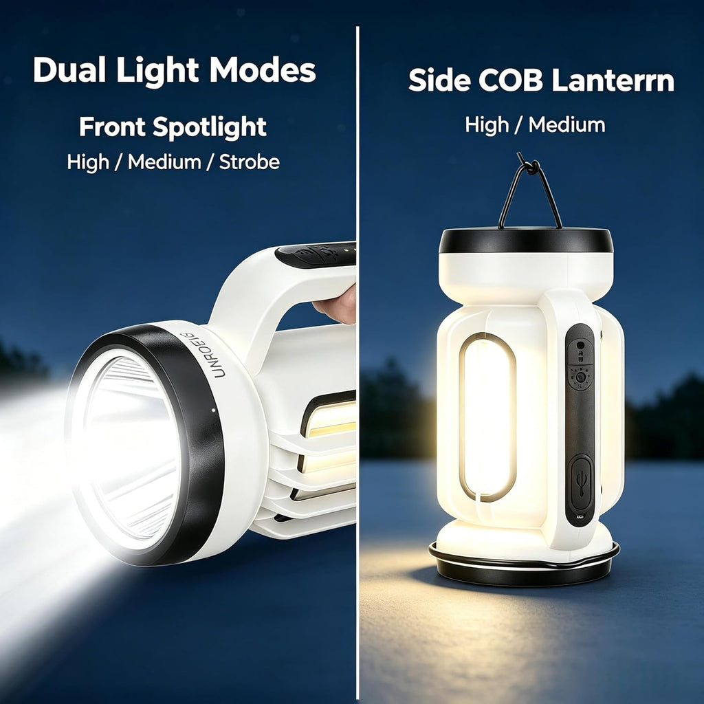 UNROEVS Camping Lantern,Rechargeable Handheld Flashlight & Emergency Light