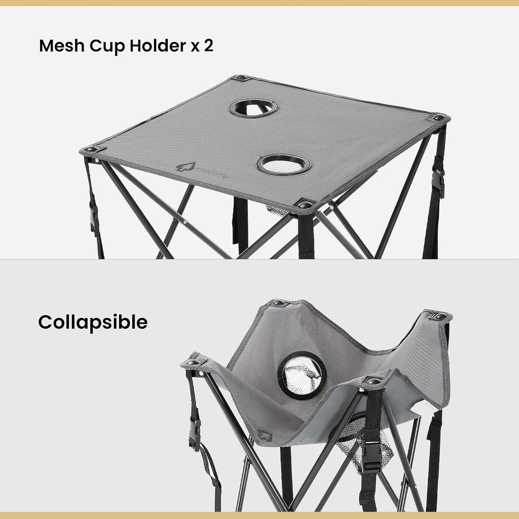 ARROWHEAD OUTDOOR 26” (66cm) Portable Camping Folding Table, 2 Cup Holders, Square, Carrying Case, Steel Frame, High-Grade 600D Canvas