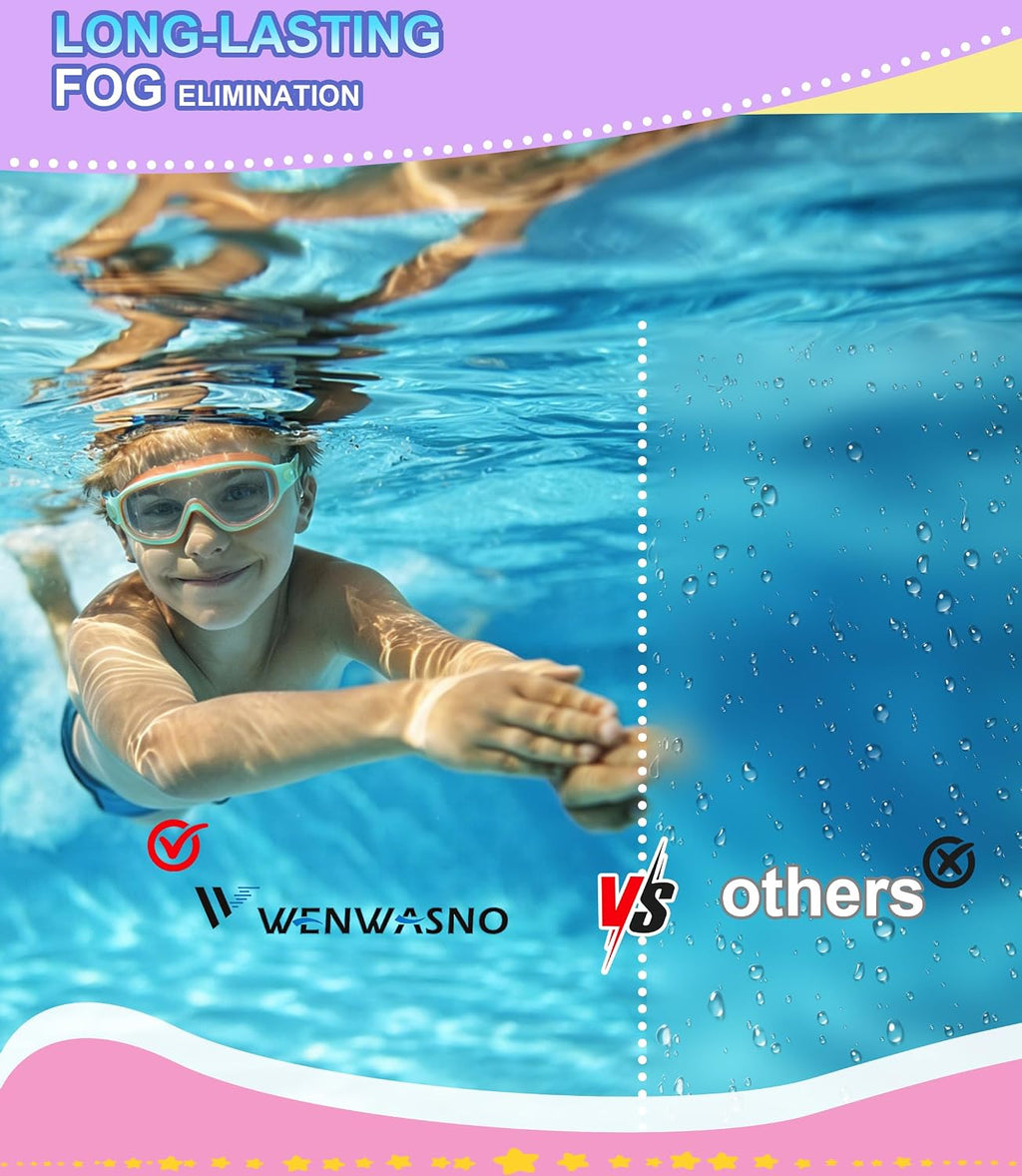 kids Swim Goggles 2 Pack Anti-UV Anti-Fog Wide View Swimming Goggles for Kids 3-14