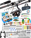PLUSINNO Fishing Rod and Reel Combo Pole Gear Kit Telescopic Beginner