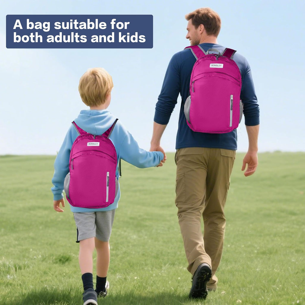 Waterproof Foldable Hiking Backpack, Lightweight Beach Bag DarkPink