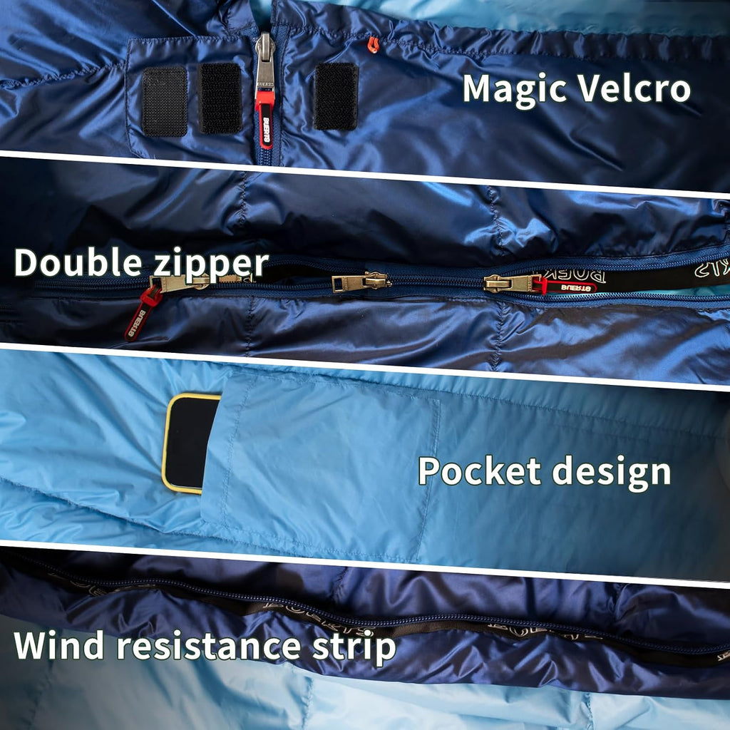Down Sleeping Bag for Adults. 680FP Ultralight Portable, Backpacking Sleeping Bag for Hiking, Camping, Mountaineering.