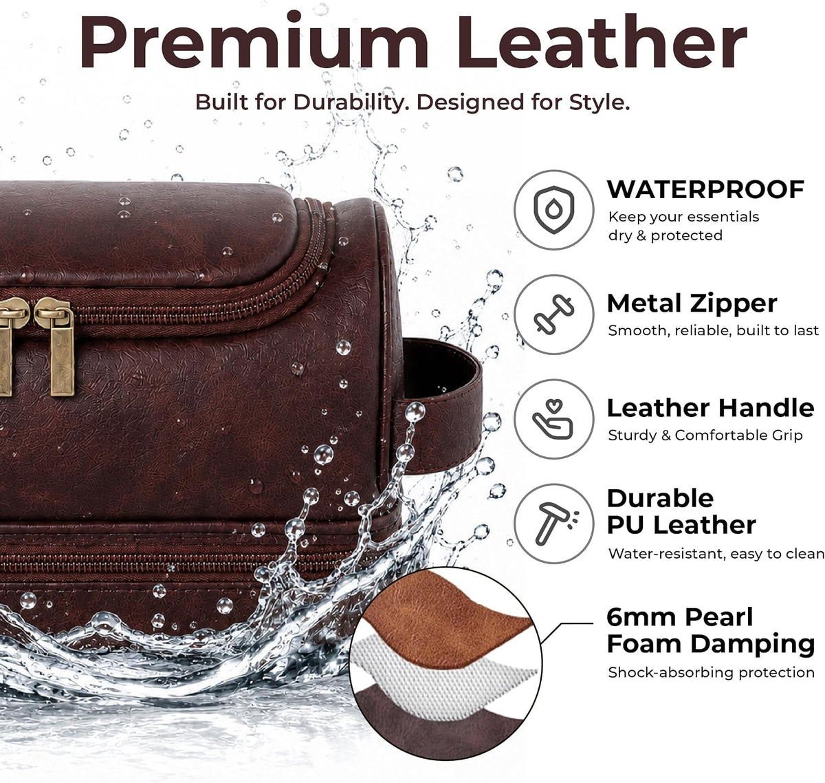 Personalized Toiletry Bag for Men - Custom Engraved Leather Dopp Kit for Travel - Monogrammed Mens Toiletry Bag - Gift for Him, Dad, Husband, Boyfriend, Groomsmen - Birthday & Anniversary