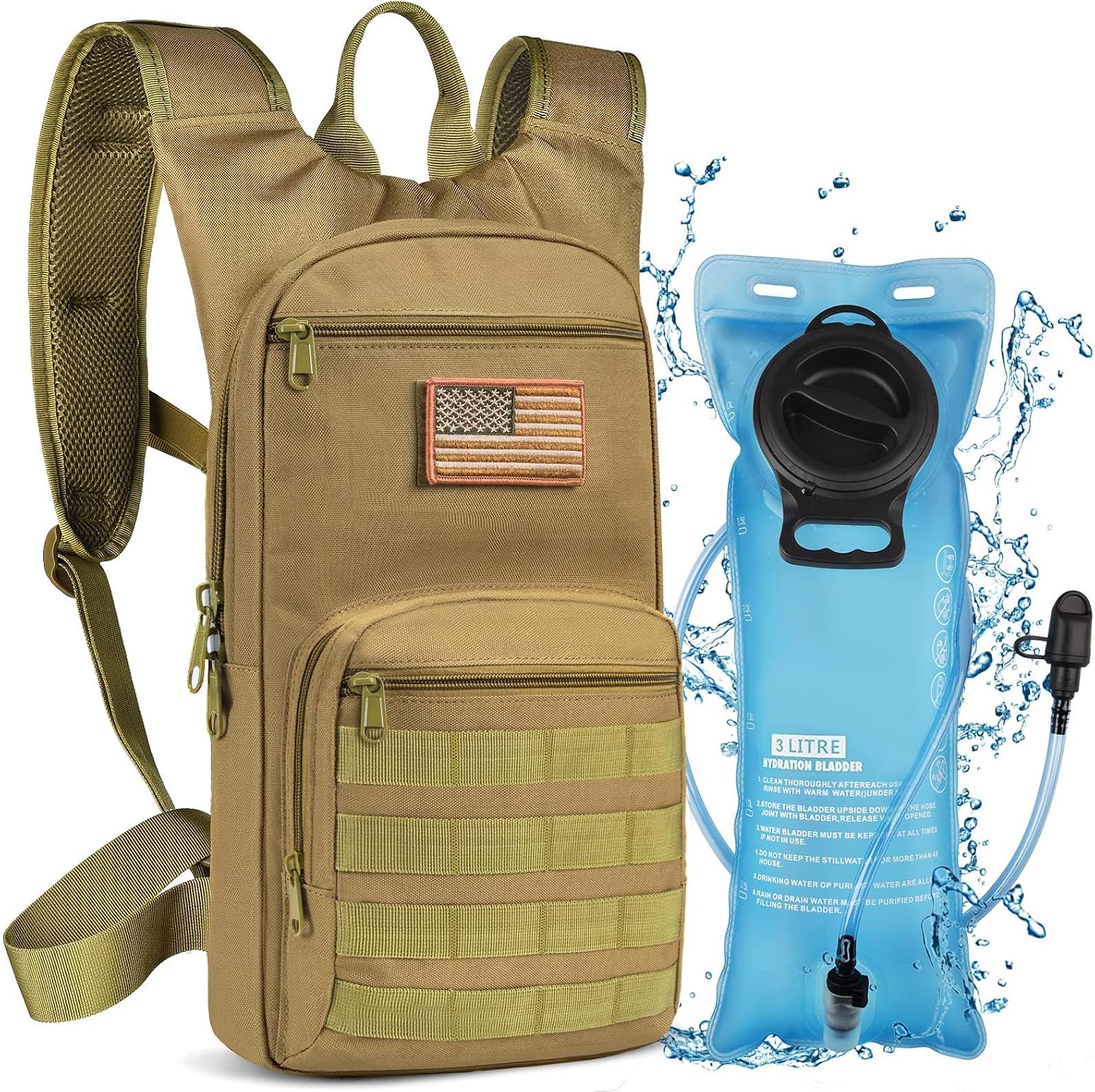 NOOLA Hydration Backpack, Tactical Water Backpack with 3L TPU Water Bladder