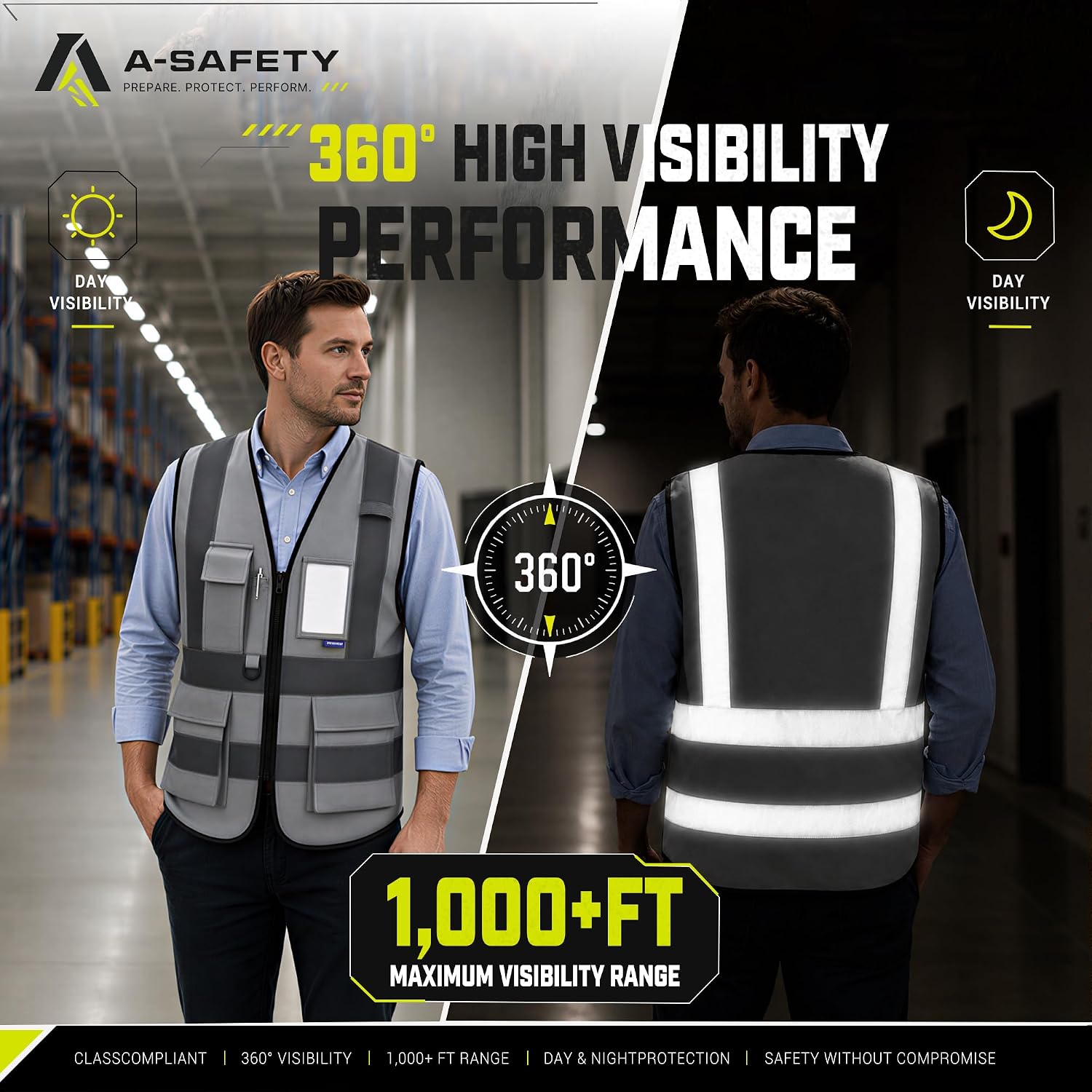 A-SAFETY High Visibility Reflective Safety Vest Customize Logo (XS-8XL)