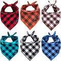 Buffalo Plaid Dog Bandanas Fall Christmas Large Scarf 6PCS