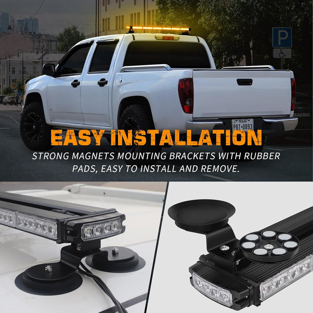 XRIDONSEN 28.4" 80 LED Rooftop Strobe Light Bar Amber Warning Lights